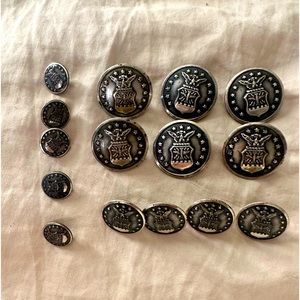 Vtg Waterbury Button Co Silver Tone Military Buttons